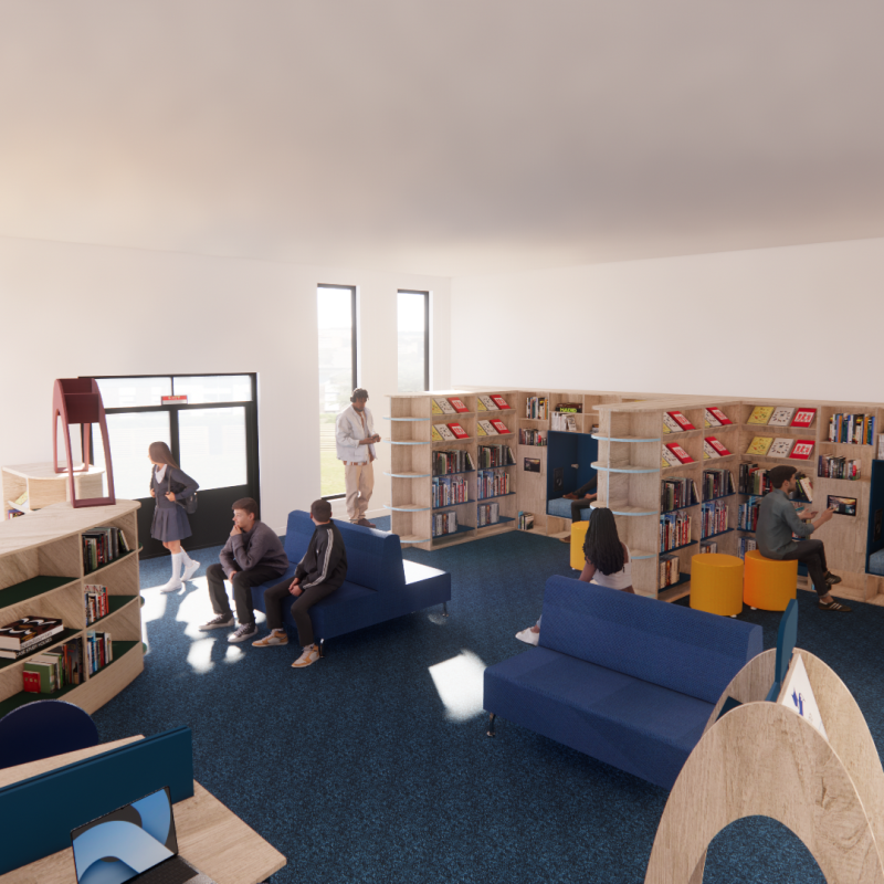 Working together to create multipurpose reading spaces with library furniture for secondary schools.